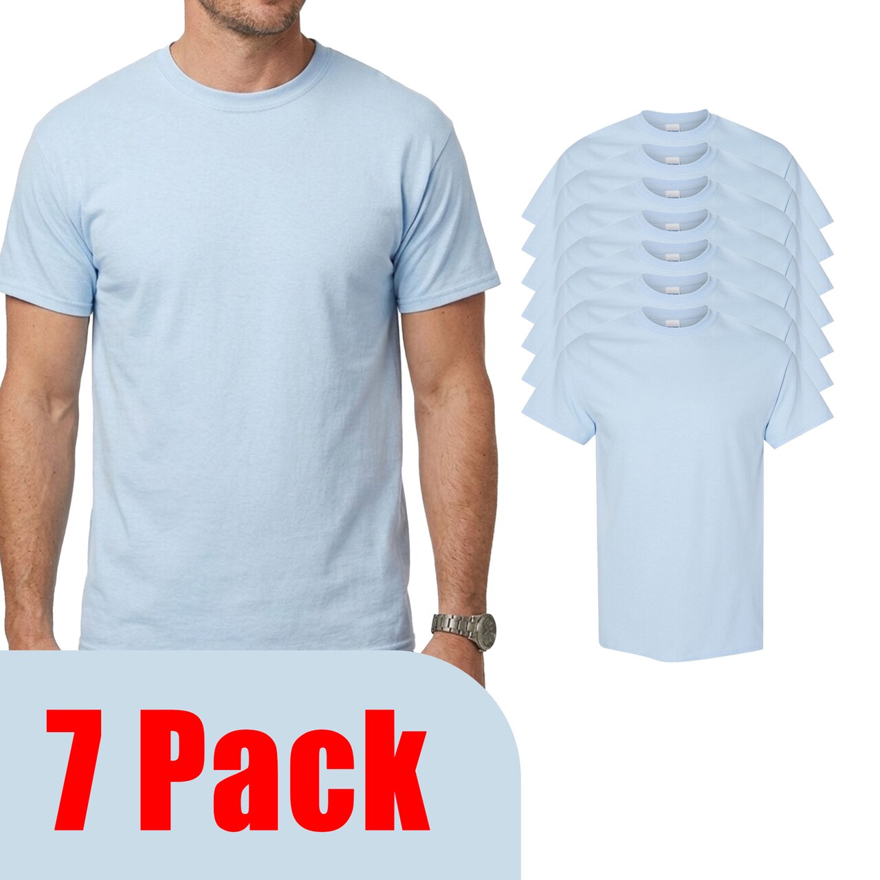Gildan Heavy Cotton Short Sleeve T-Shirt Value Pack, Craft & DIY Light Blue Shirt